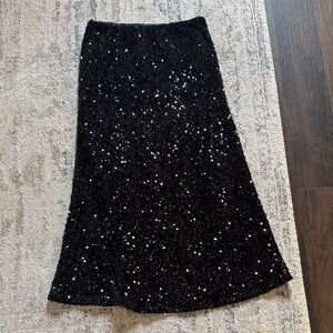 Old Navy Black Sequin A-Line Midi Skirt